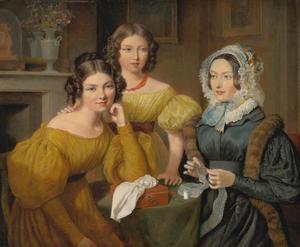 Jacques-Laurent Agasse, Madame Vieyres And Her Daughters, 1831, Art Reproduction