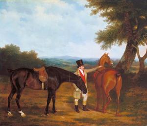 Jacques-Laurent Agasse, Two Hunters with a Groom, Art Reproduction