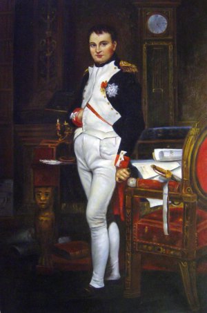Jacques-Louis David, A Portrait Of Napoleon In His Study, Painting on canvas