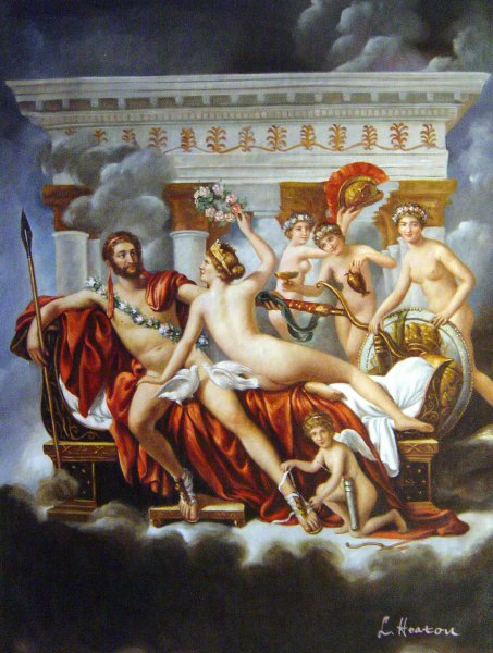 Mars Disarmed By Venus And The Three Graces. The painting by Jacques-Louis David