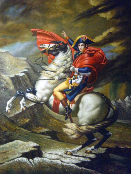 Napoleon Crossing The Alps. The painting by Jacques-Louis David
