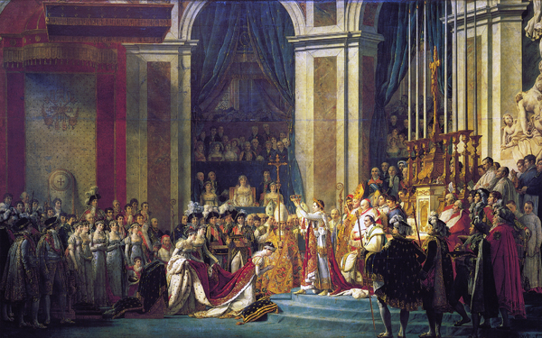 The Consecration of Emperor Napoleon and Coronation of Empress Josephine. The painting by Jacques-Louis David