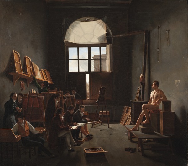 The Studio of Jacques-Louis David. The painting by Jacques-Louis David