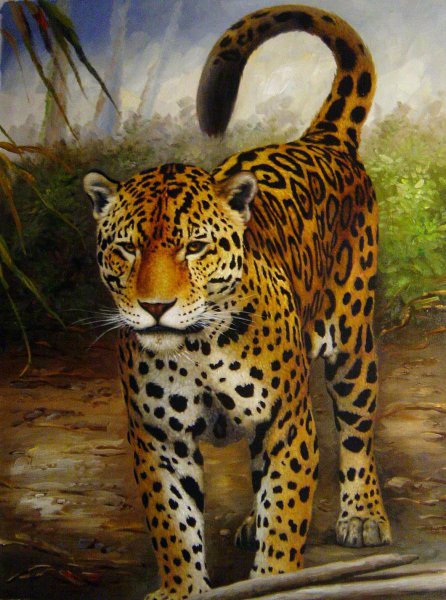 Jaguar On The Move. The painting by Our Originals
