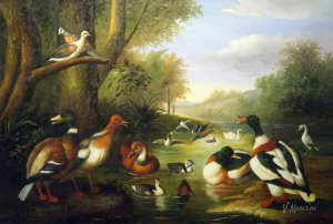 Jakob Bogdany, Landscape With Ducks, Painting on canvas