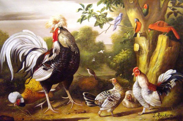 Poultry And Other Birds In The Garden Of A Mansion. The painting by Jakob Bogdany