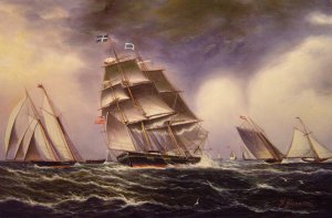 Famous paintings of Ships: A Breezy Day Outside