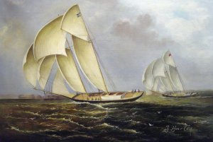 Famous paintings of Ships: America's Cup Class Yachts Racing In New York Harbor