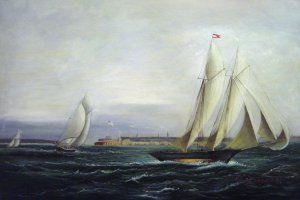 James Edward Buttersworth, New York From The Bay, Painting on canvas