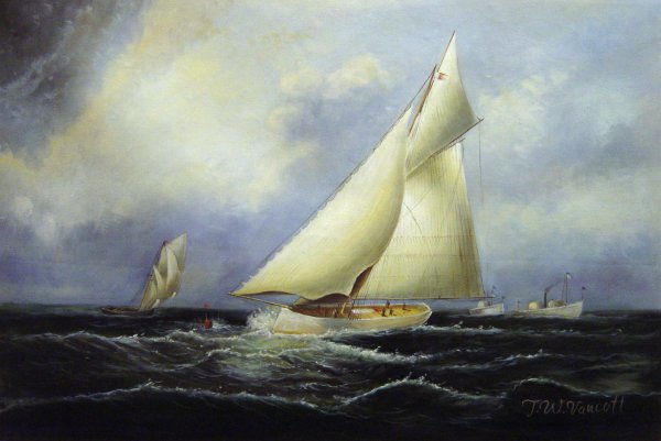 Puritan Leading Genesta, America's Cup. The painting by James Edward Buttersworth
