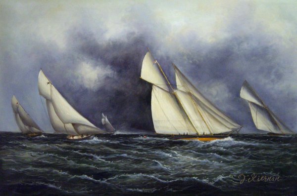The Yacht Race. The painting by James Edward Buttersworth