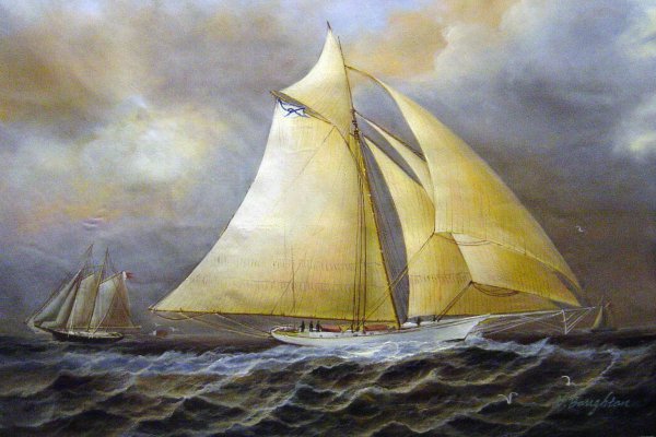 Yacht Under Full Sail. The painting by James Edward Buttersworth