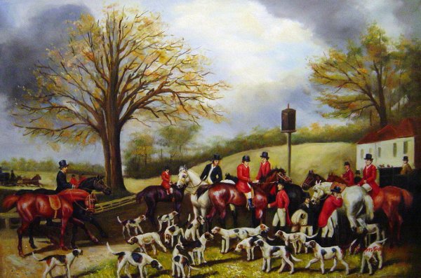Fox Hunters Meeting. The painting by James Pollard