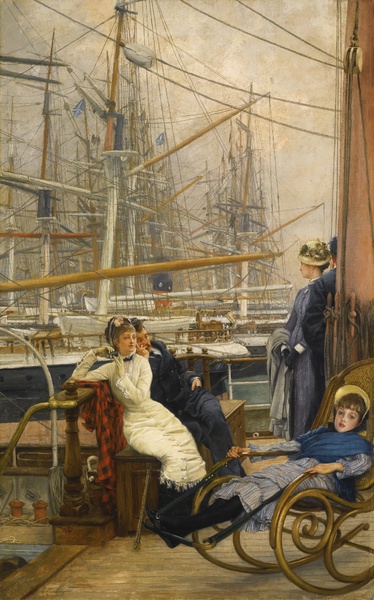 A Visit to the Yacht. The painting by James Tissot