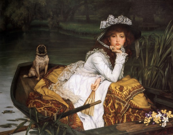 A Young Lady in a Boat. The painting by James Tissot