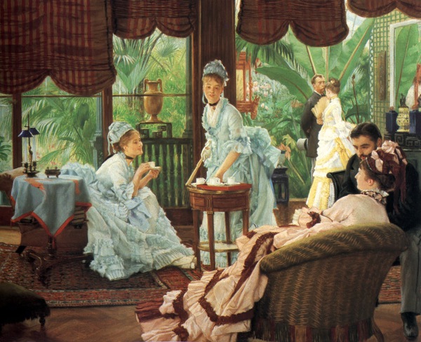At the Conservatory. The painting by James Tissot