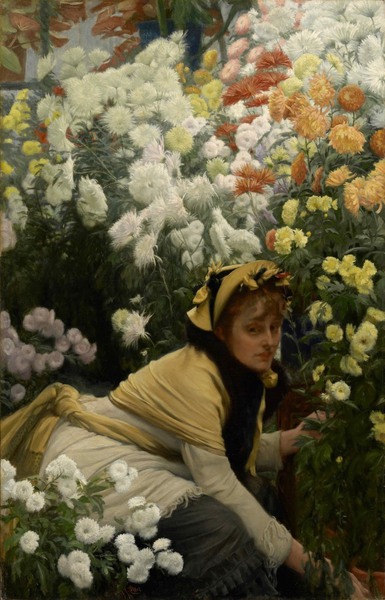 Chrysanthemums. The painting by James Tissot
