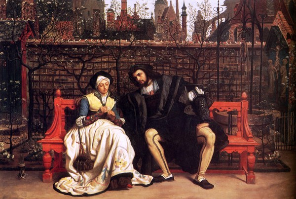 Faust and Marguerite in the Garden. The painting by James Tissot