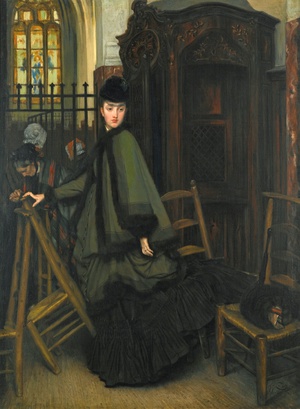 James Tissot, In Church, Painting on canvas