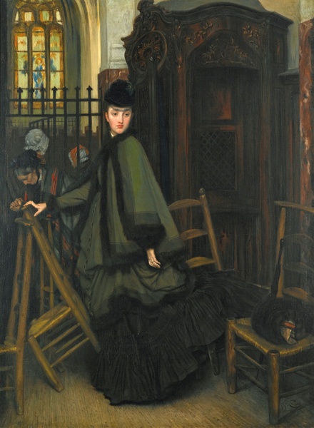 In Church. The painting by James Tissot