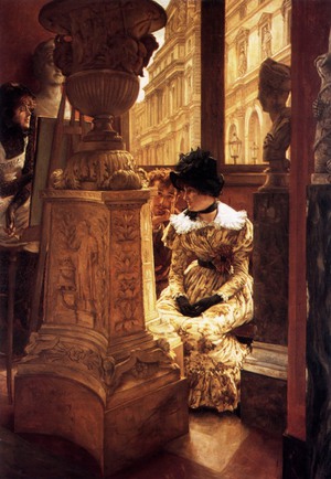 James Tissot, In The Louvre, Painting on canvas