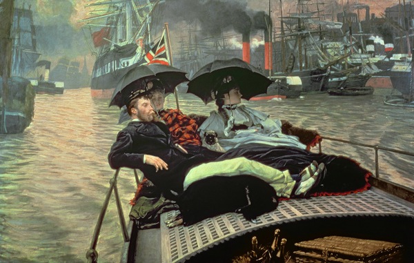 On the Thames 2. The painting by James Tissot