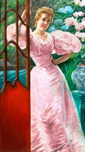 James Tissot, Portrait of a Young Woman in a Conservatory, Painting on canvas