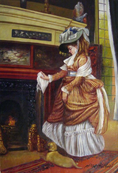 The Fireplace. The painting by James Tissot