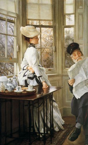 James Tissot, The Reading of the News, Painting on canvas