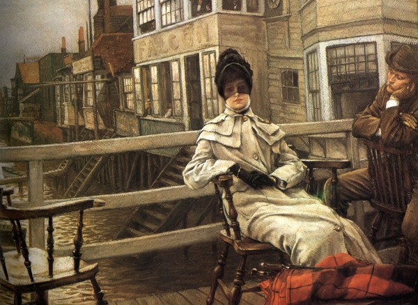 Waiting for the Ferry. The painting by James Tissot
