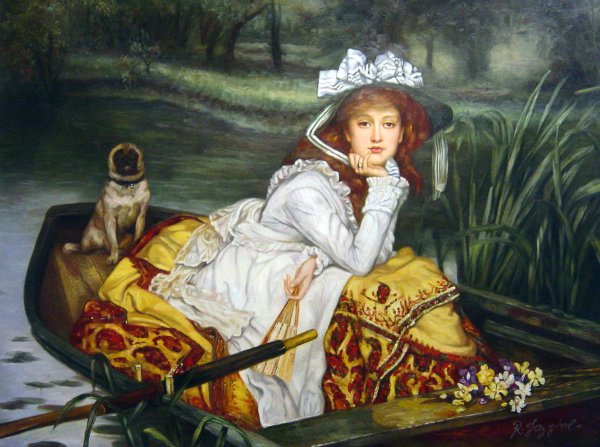 Young Lady In A Boat. The painting by James Tissot