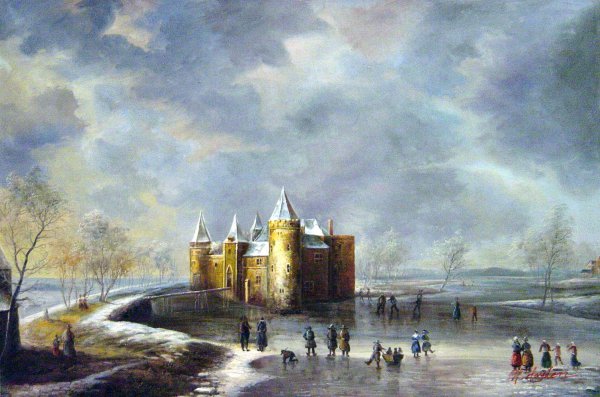 The Castle Of Muiden In Winter. The painting by Jan Beerstraten