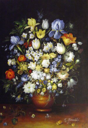 Bouquet Of Flowers In A Ceramic Vase Art Reproduction
