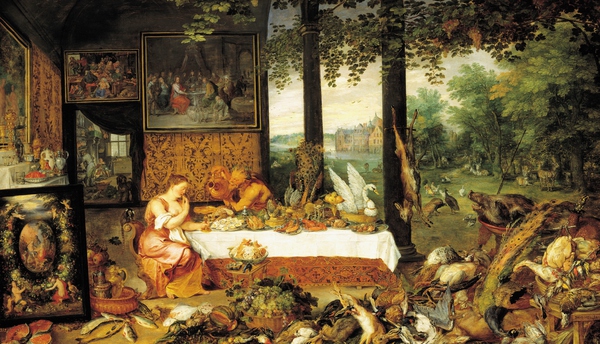 Sense of Taste. The painting by Jan Brueghel the Elder