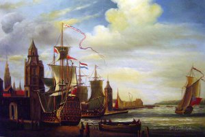 Famous paintings of Ships: A Capriccio View Of The Port Of Antwerp