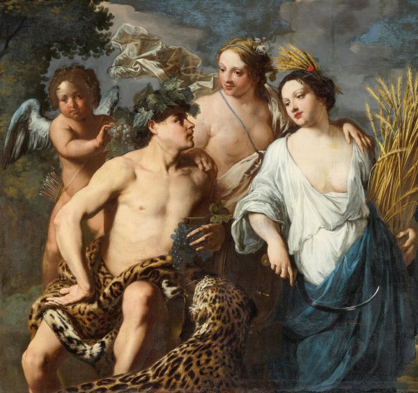Ceres, Bacchus, and Venus. The painting by Jan Miel
