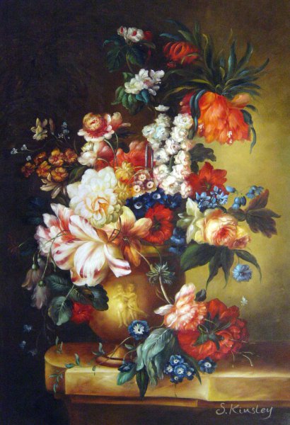 Bouquet Of Flowers In An Urn. The painting by Jan Van Huysum