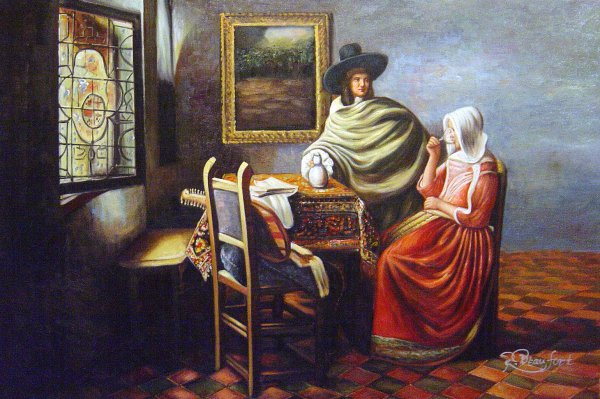 The Glass Of Wine. The painting by Jan Vermeer