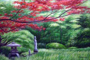 Our Originals, Japanese Garden In Spring, Painting on canvas
