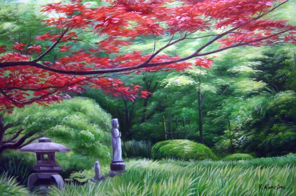 Japanese Garden In Spring. The painting by Our Originals