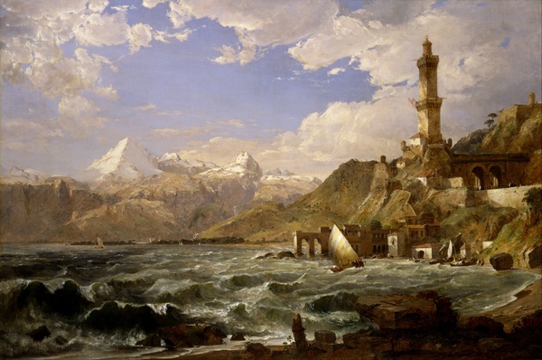 The Coast of Genoa. The painting by Jasper Francis Cropsey