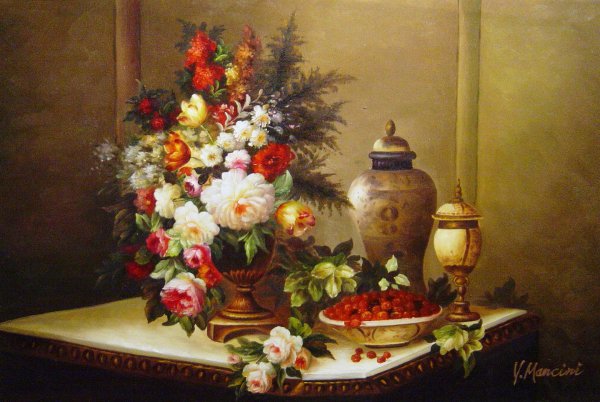 A Still Life With Tulips And Other Flowers. The painting by Jean Baptiste Robie