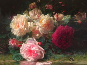 Jean Baptiste Robie, Beautiful Roses, Painting on canvas