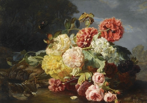 Jean Baptiste Robie, Flower Still Life, Painting on canvas