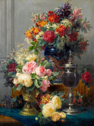 Spring Flowers with Chalices - Jean Baptiste Robie - Most Popular Paintings