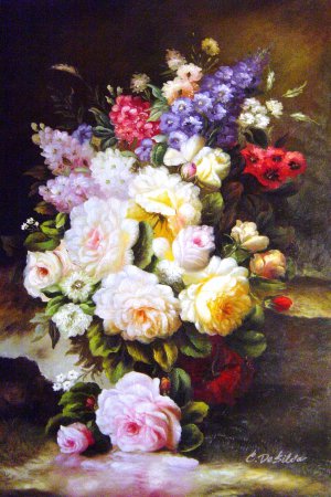 Still Life With Roses, Jean Baptiste Robie, Art Paintings
