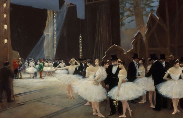 Behind the Scenes, 1889. The painting by Jean Beraud