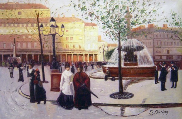 Outside the Theatre-Francais. The painting by Jean Beraud