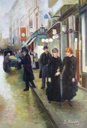 Jean Beraud, Walking In Paris, Painting on canvas