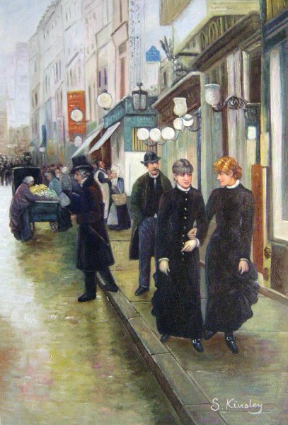 Walking In Paris. The painting by Jean Beraud
